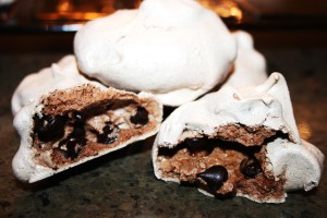 Inside a chocolate chip merginue
