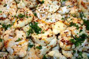Closeup of Cauliflower with Mustard-Lemon Butter
