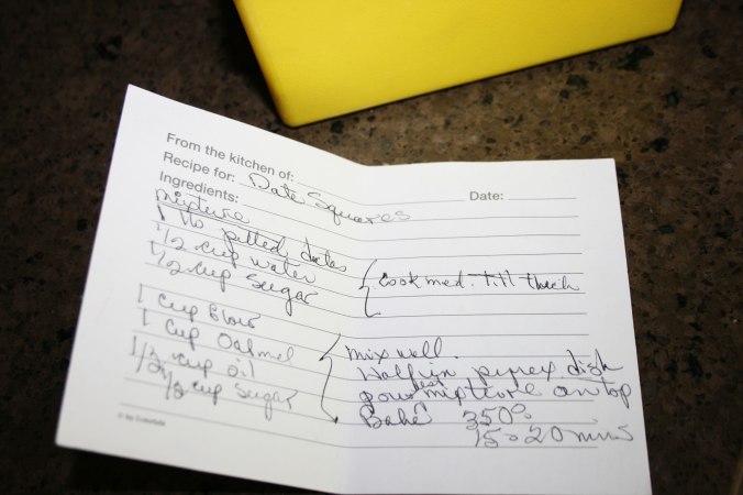 Nana's hand written recipe